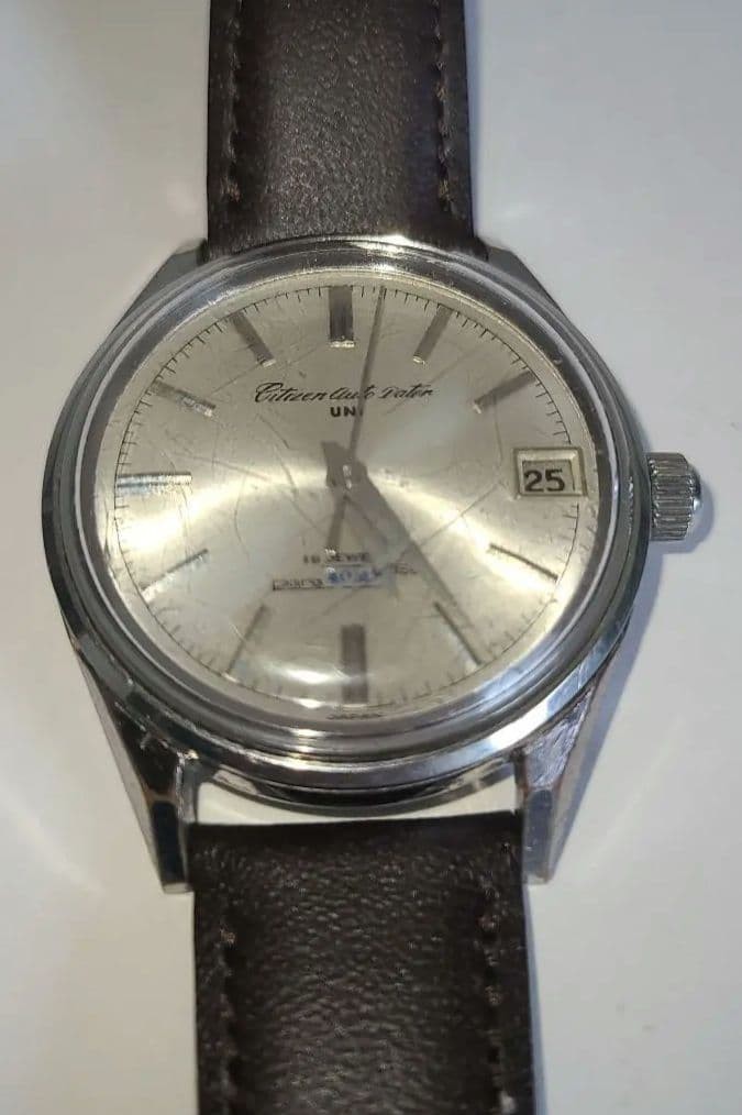 CITIZEN Auto Dater UNI Automatic 17J Vintage Mens Watch c.1964 Japan Working