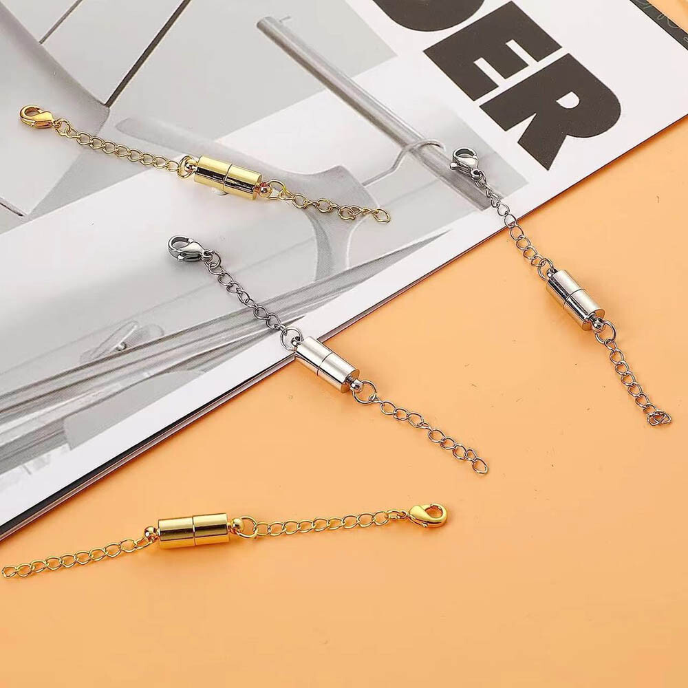 8Pcs 2Colors Magnetic Necklace Extenders Necklace Clasps w/ Extender Chains Gift