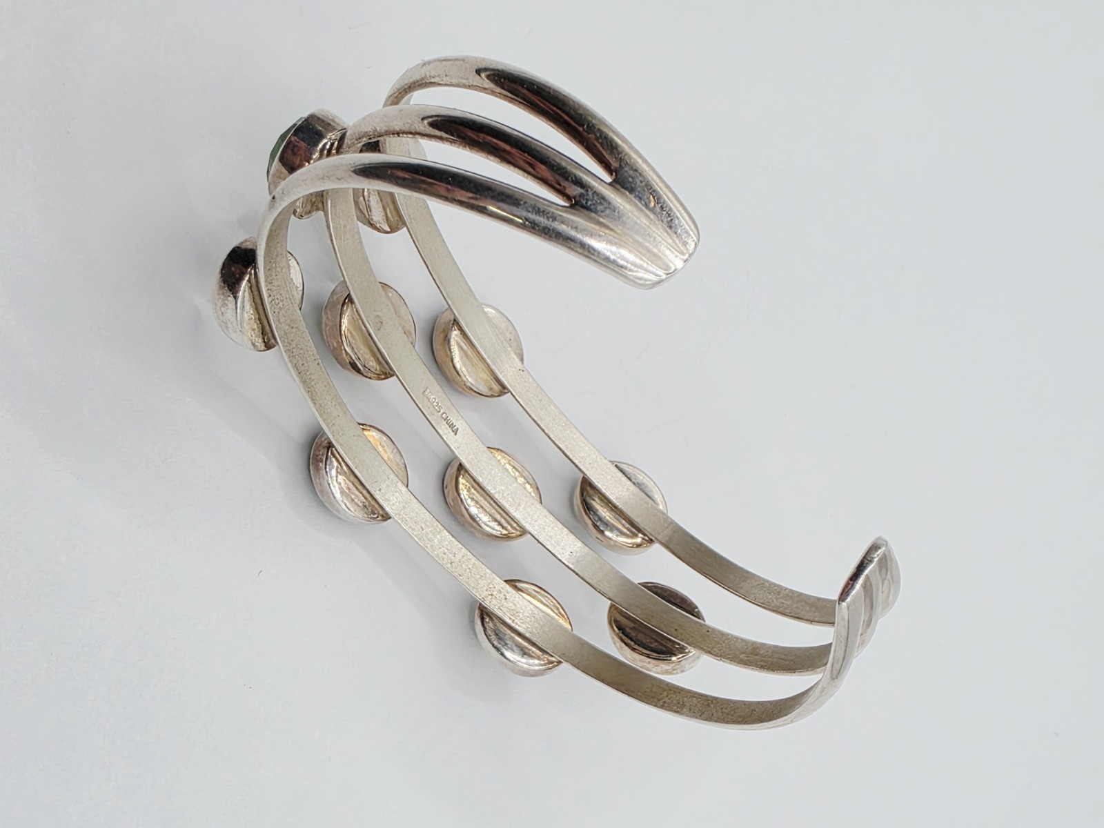 Jay King Sterling Silver Green Chrome Diopside MultiStone Cuff Bracelet 6.5″