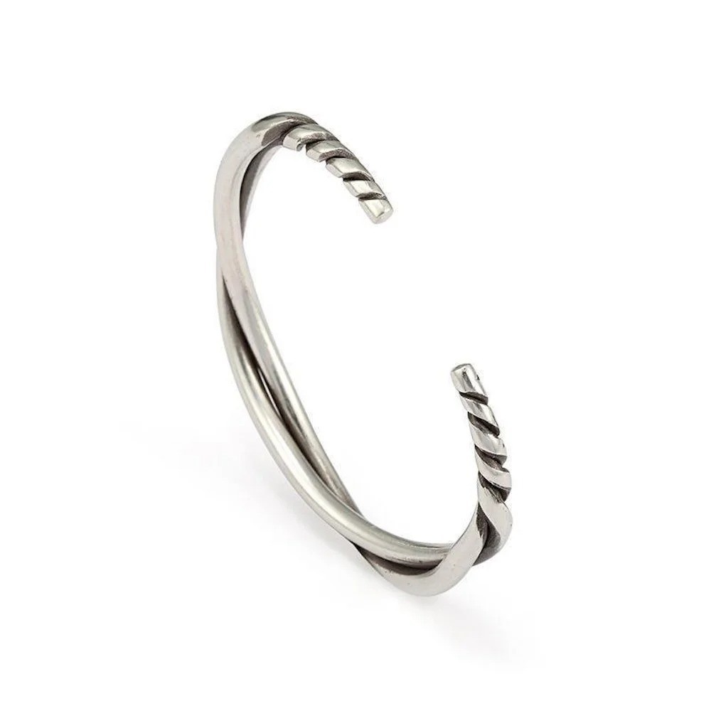 Men’s Fashion Jewelry Silver Twisted Metal Adjustable Bangle Cuff Bracelet 1-269