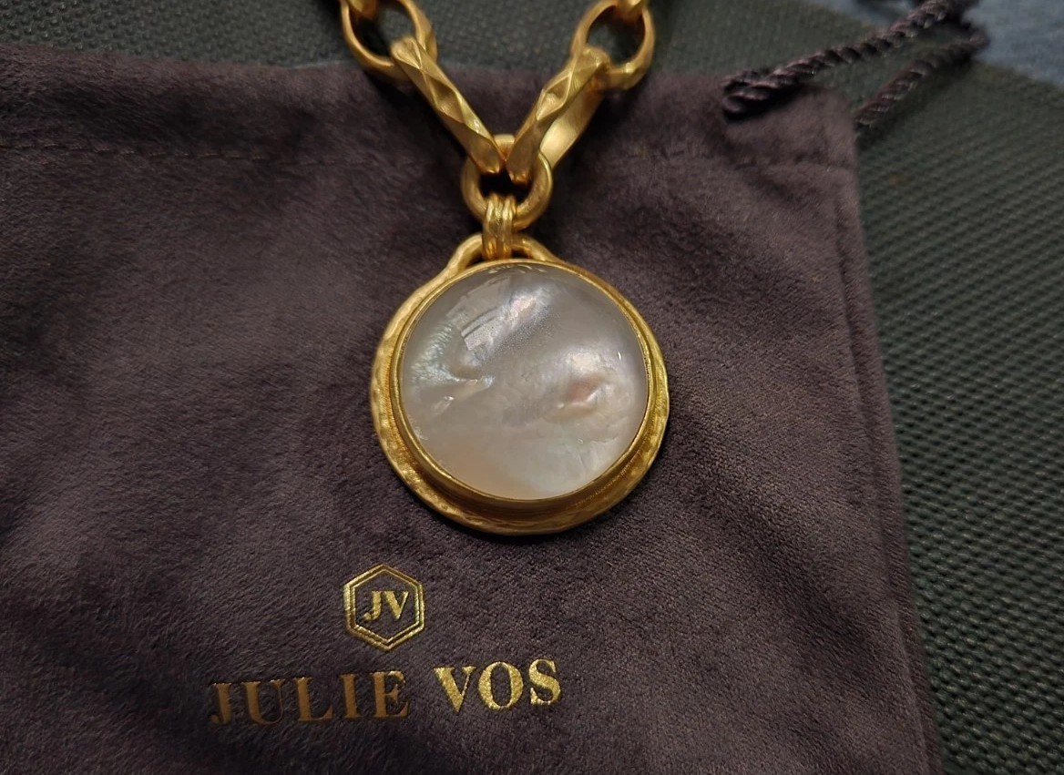 NWT – Julie Vos Solara Statement Necklace – Crystal Clear- 24K Goldplated