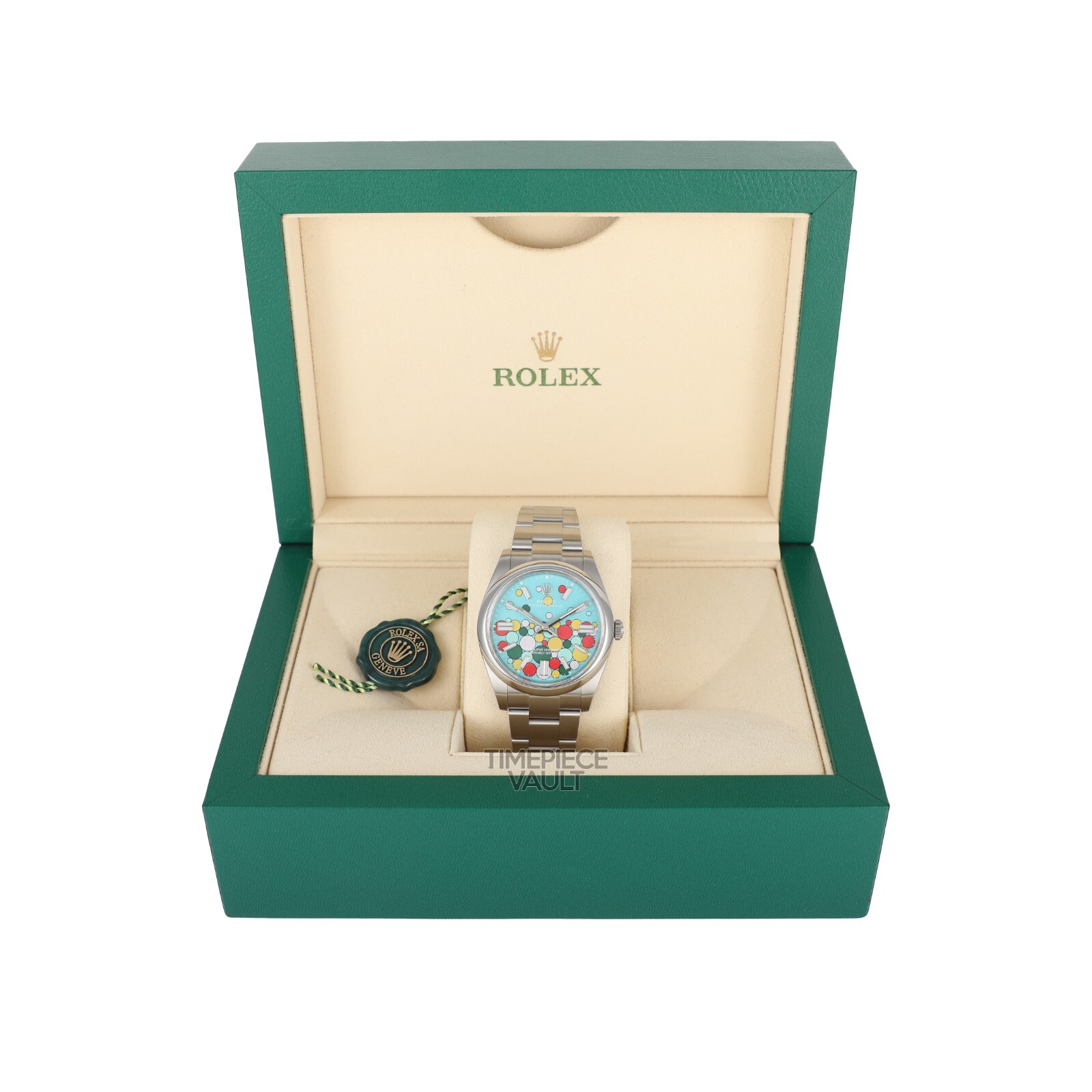 Rolex Men Oyster Perpetual 124300 Steel 41mm Custom Celebration Balloon Dial B&P