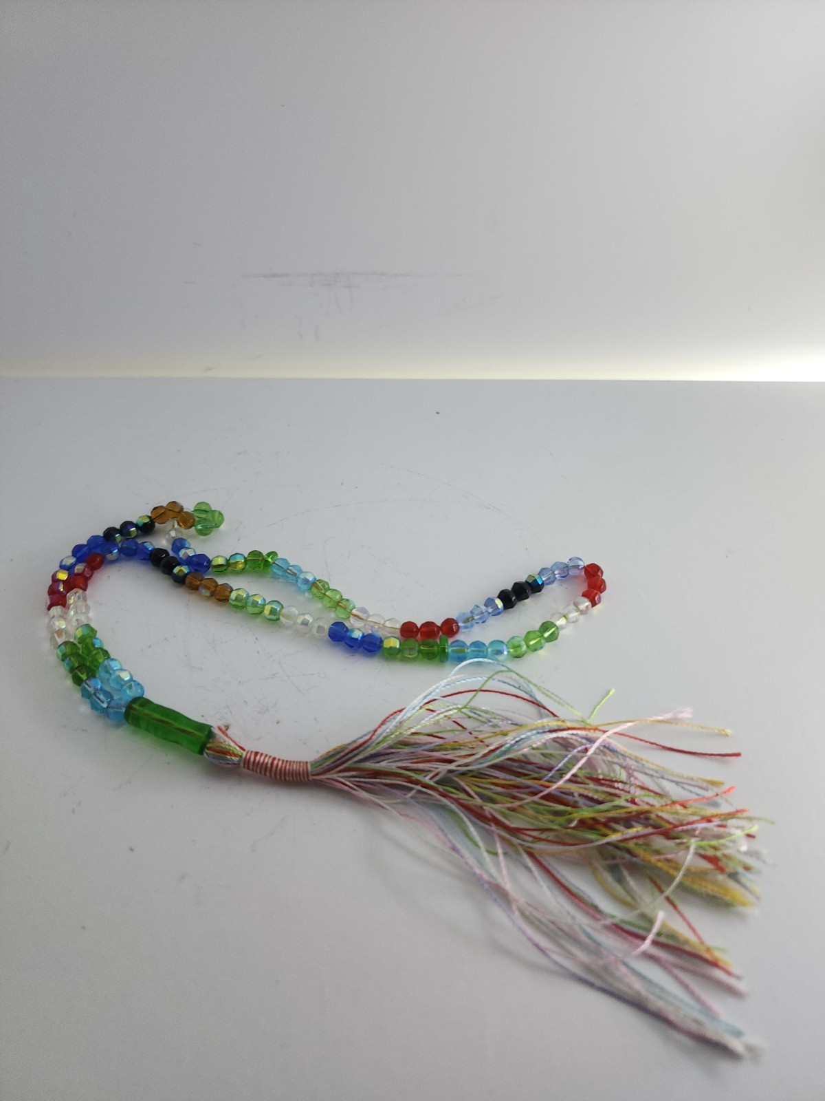 Multicolor Faceted Glass Meditation Beads Souvenir Strand with Tassel