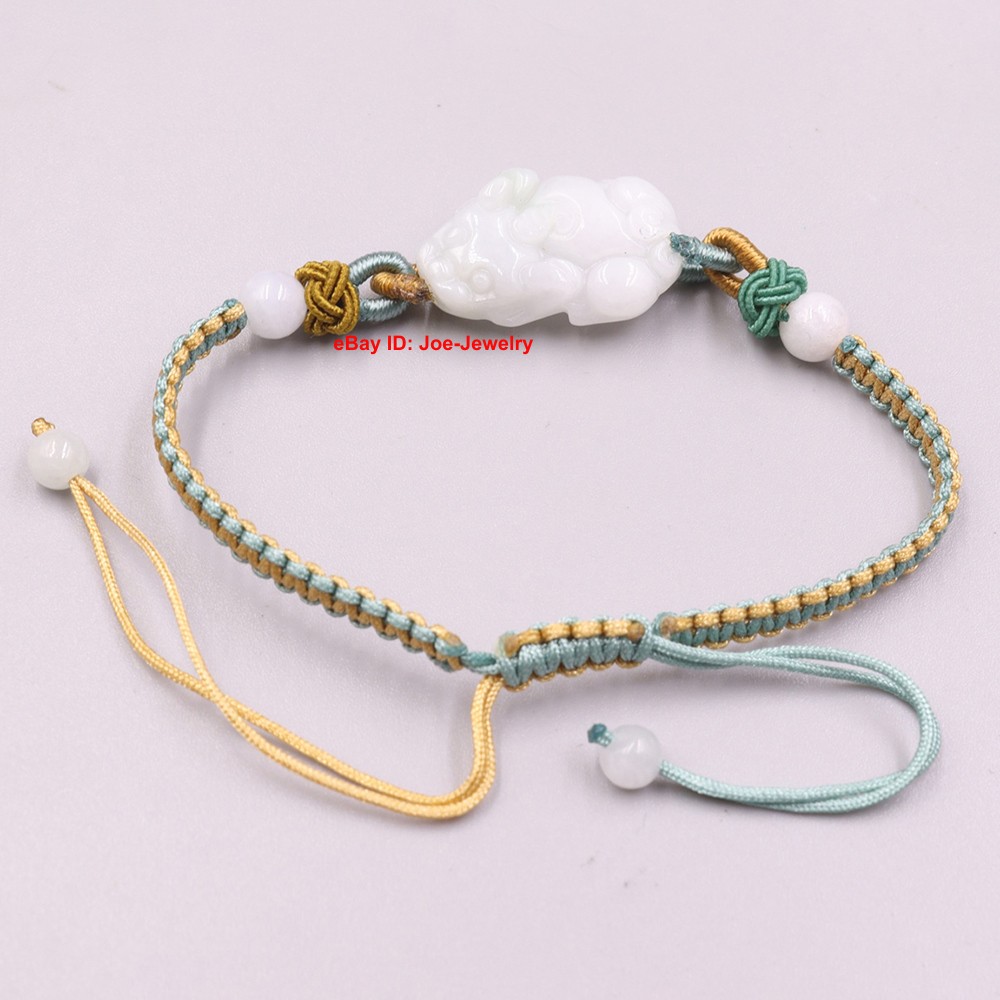 New Natural Jade Pixiu Handmade Knitted Bracelet Fit Wrist 6.3inch BEST GIFT