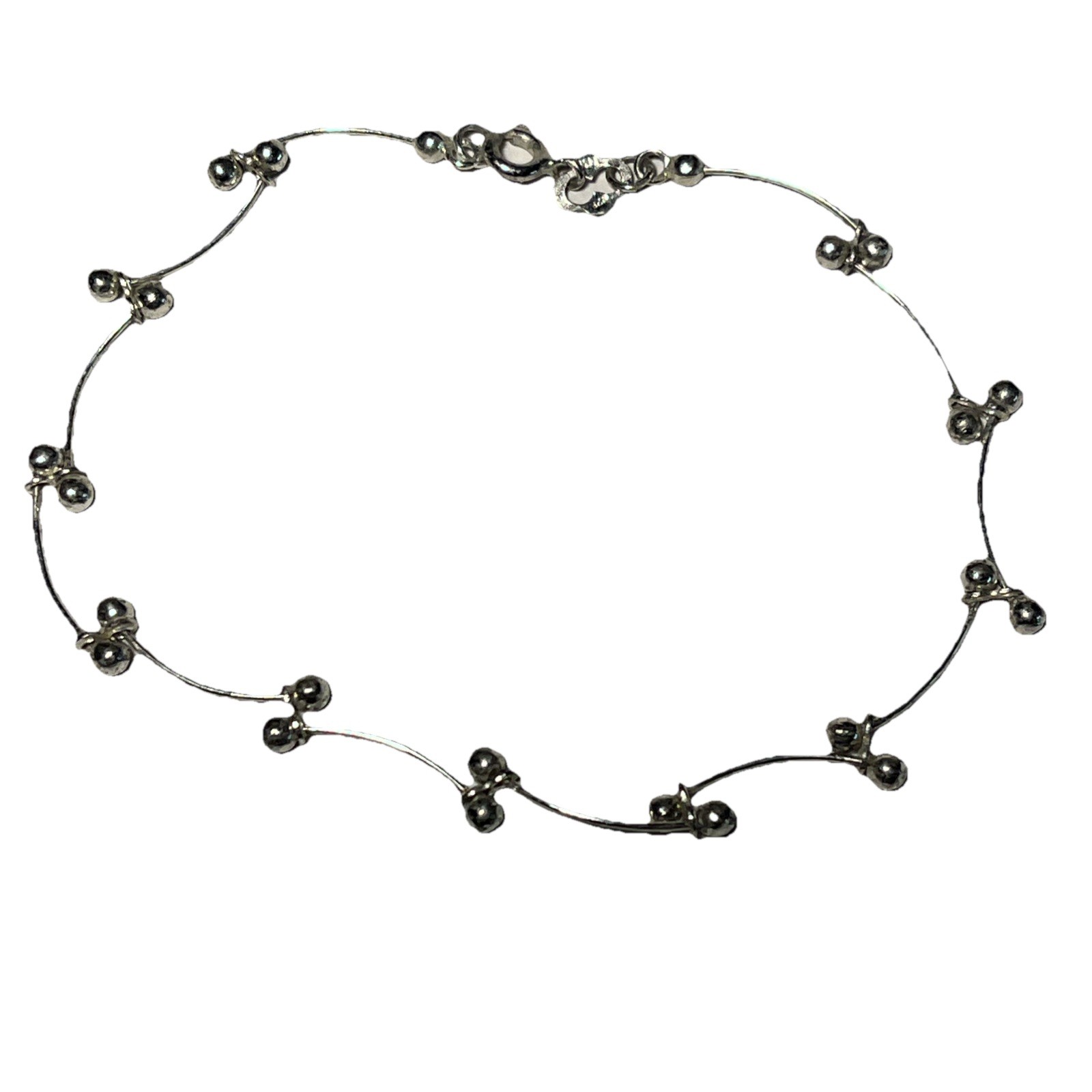 Ball & Bar Links Sterling Silver Stamped 925 Bracelet 3.7 grams 9” In Length