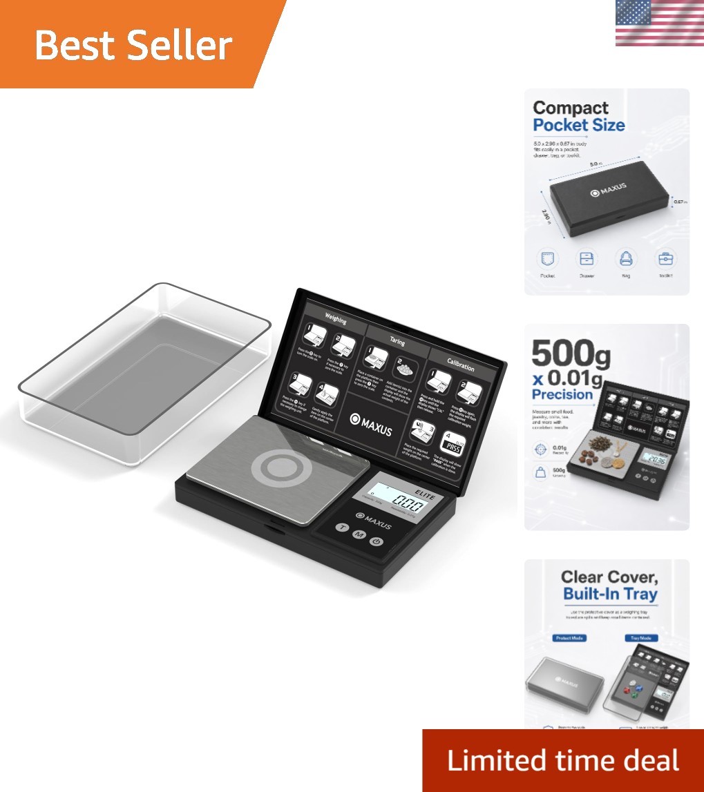 High Precision Digital Pocket Gram Scale 500g x 0.01g with LCD & Tare Function