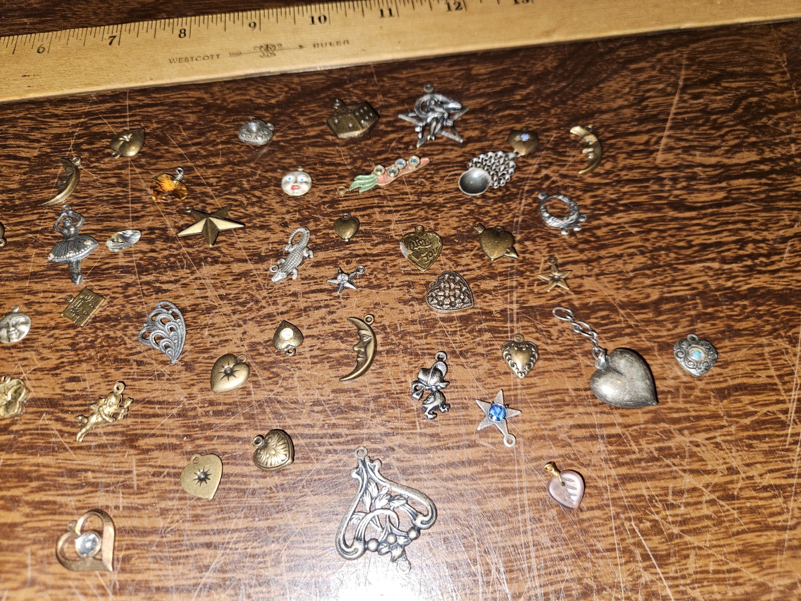 Lot Of 50 Mixed Parts Pcs France Vintage 60s Brass Stampings Findings Jewelry