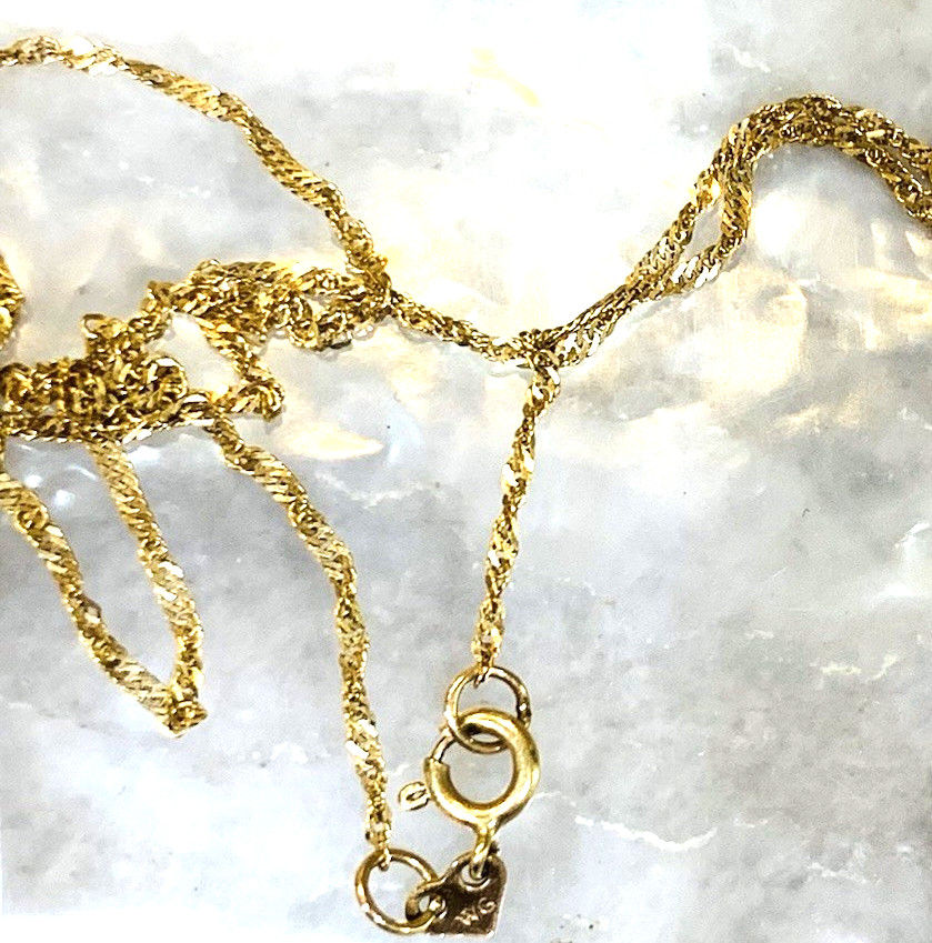VTG 14K Solid Yellow Gold Necklace Singapore Chain Twisted 1mm 1.39gr 24”