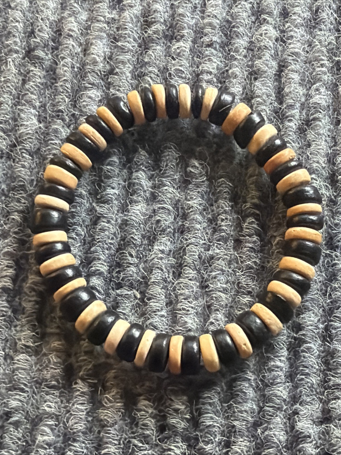 Vintage Black Cream Beaded Stretch Bracelet Retro Lokai Style Jewelry