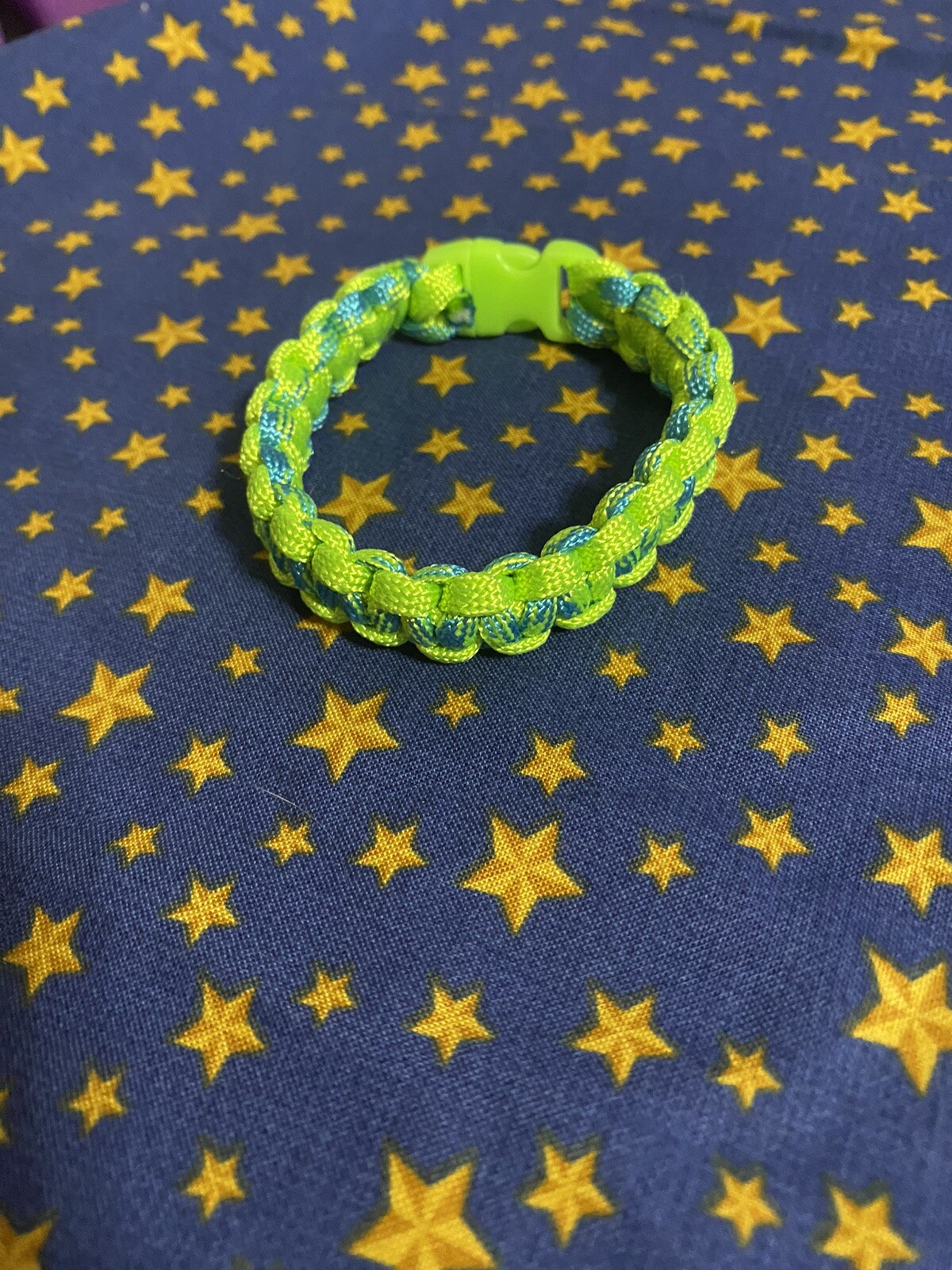 Neon Green and Blue Paracord Bracelet – Handmade