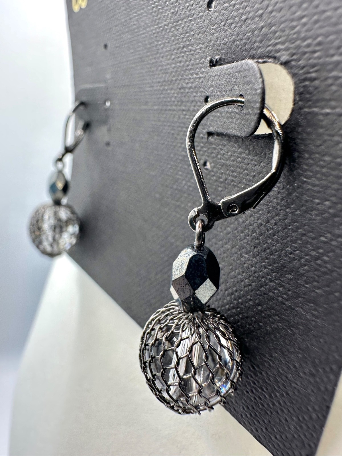 ✨ Modern Glam! Cookie Lee Hematite Glass Pearls & Crystal Mesh Drop Earrings NWT