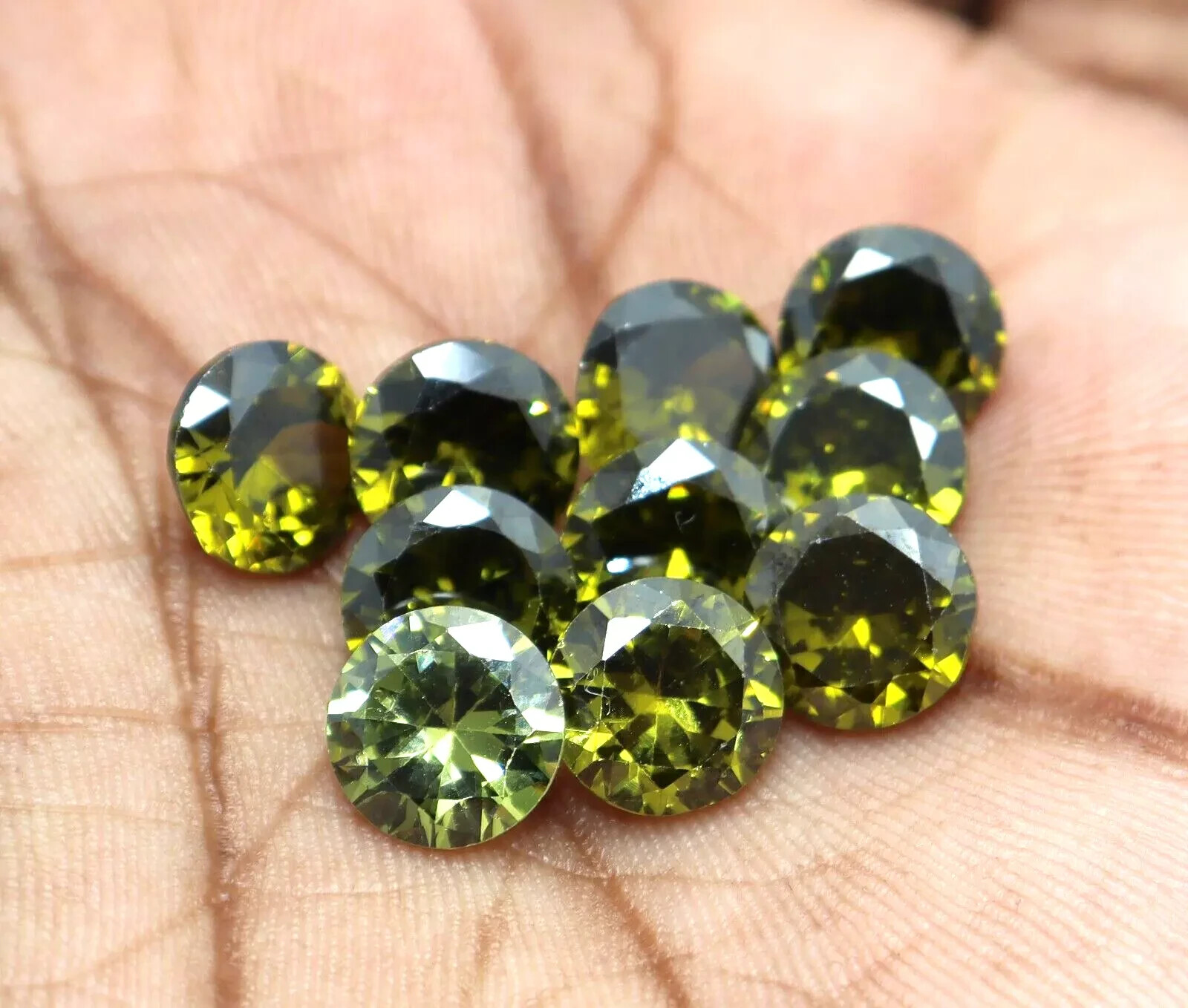 Certified Gemstone Lot Natural Green Zircon 6 mm Round Cut 33 Pcs Cambodian