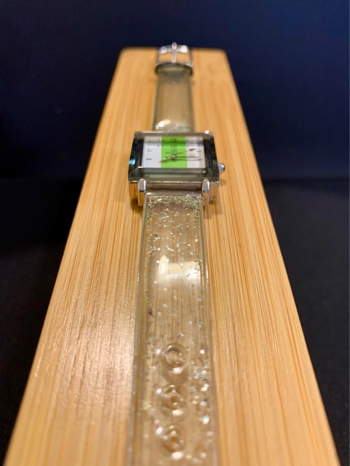 Ricardo Ladies Square Watch Green Dial Glitter Strap 23mm