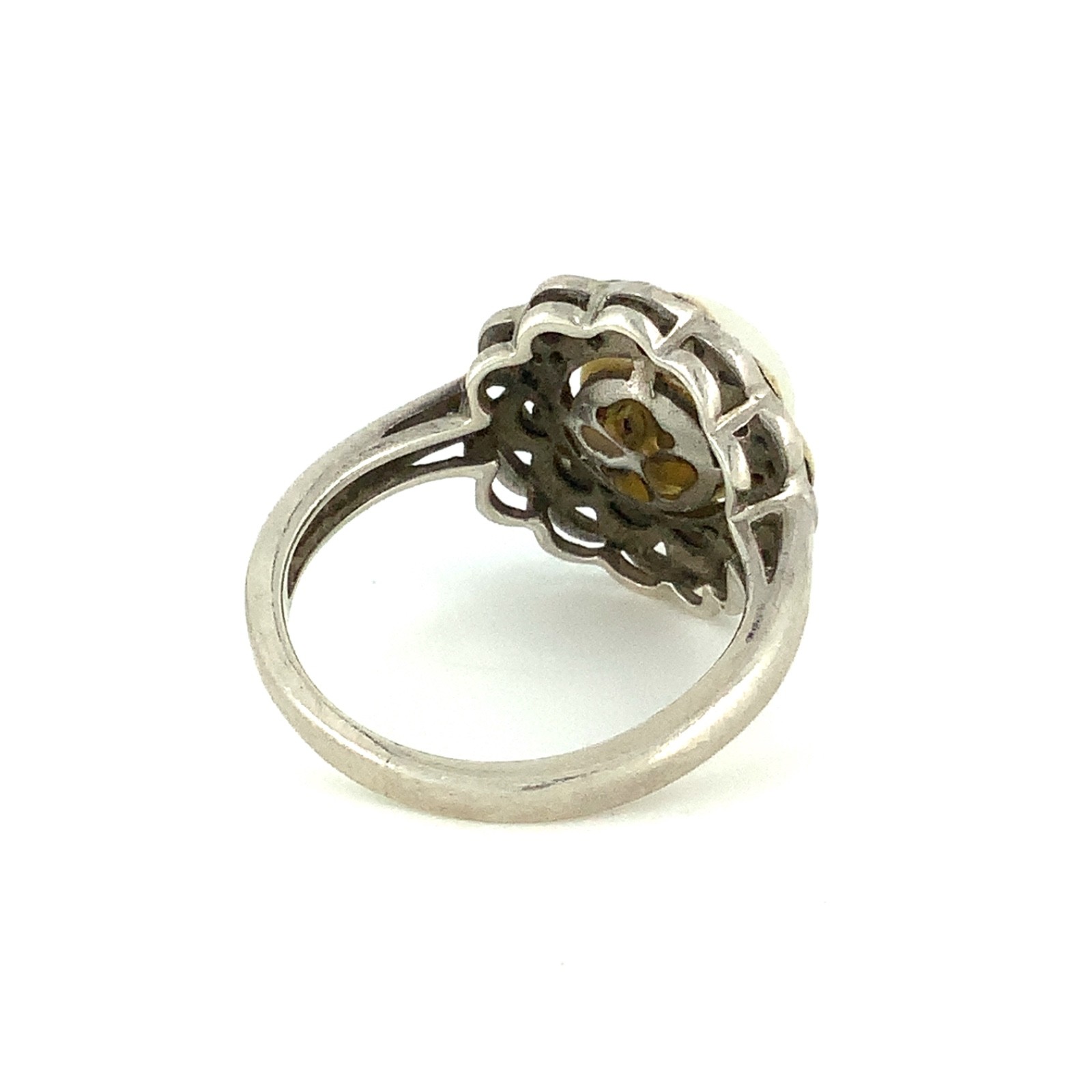 Adrienne Vittadini Mabé Pearl, Diamond, 14K YG, Sterling Silver Ring Sz. 4.75