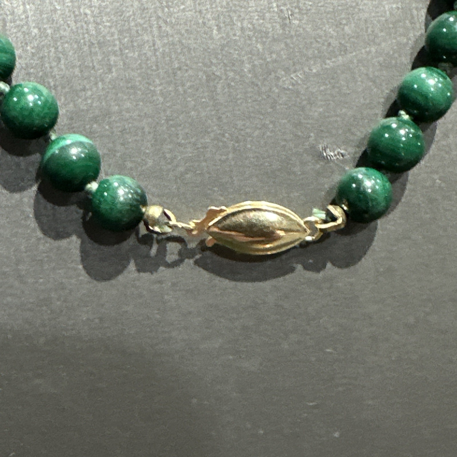 Jade Beaded Dark Green 6mm Necklace 30″ & Bracelet 7 1/4″ 14k Gold Clasp