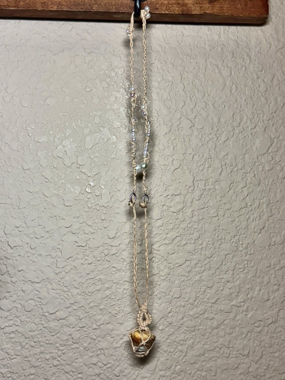 natural homemade hemp thread seashell pendant necklace