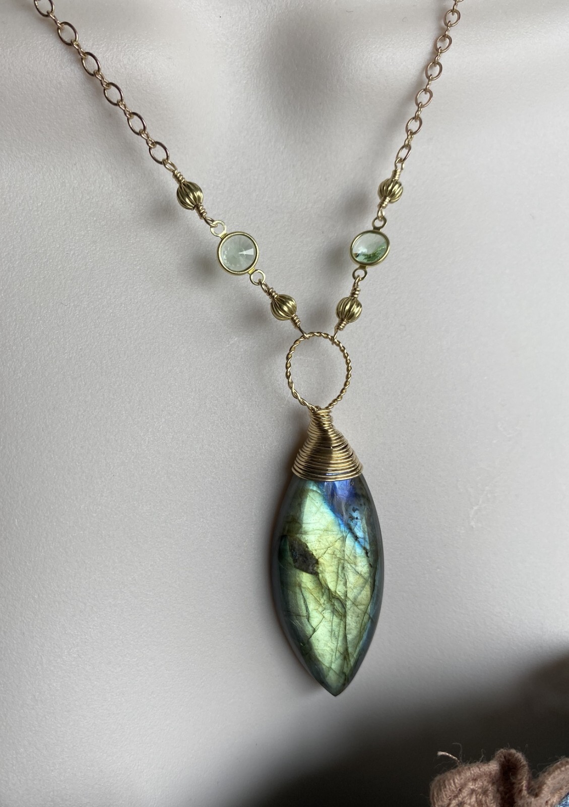 Labradorite Necklace- Blue Green Gold Copper Handmade Labradorite Necklace