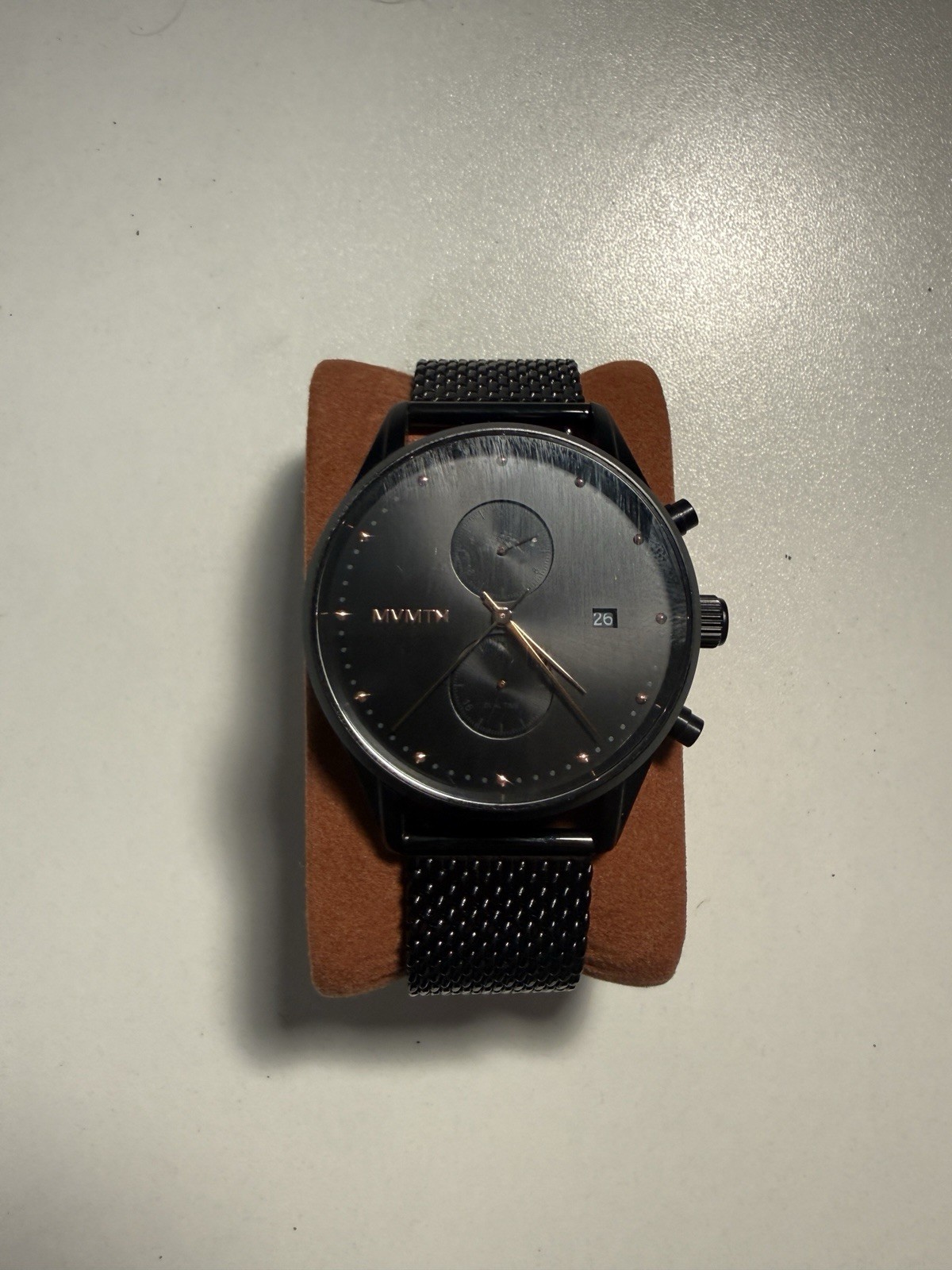 MVMT Voyager Dual Time Watch Black Mesh Band