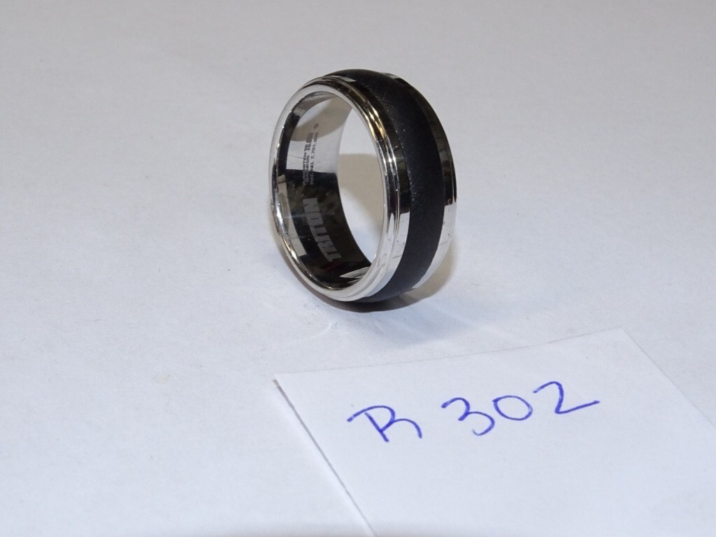 Triton Tungsten Carbide Wedding Ring 9mm Size 10 Silver w/ Black Center #R302