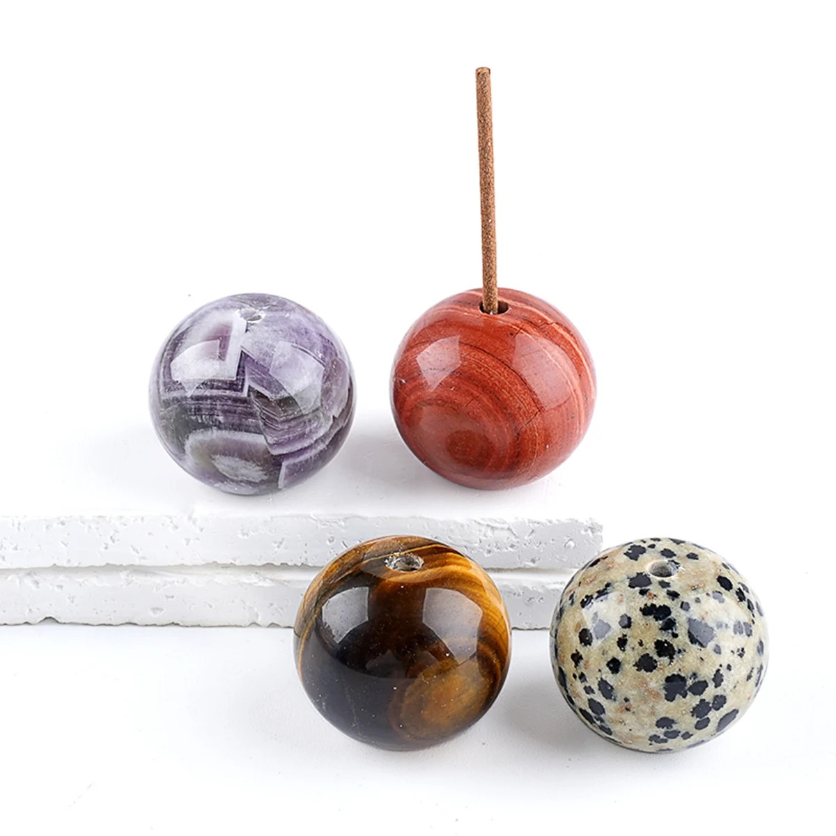 6PCS 25MM Stone Sphere Incense Holder Meditation Yoga Office Home Decor In Bag