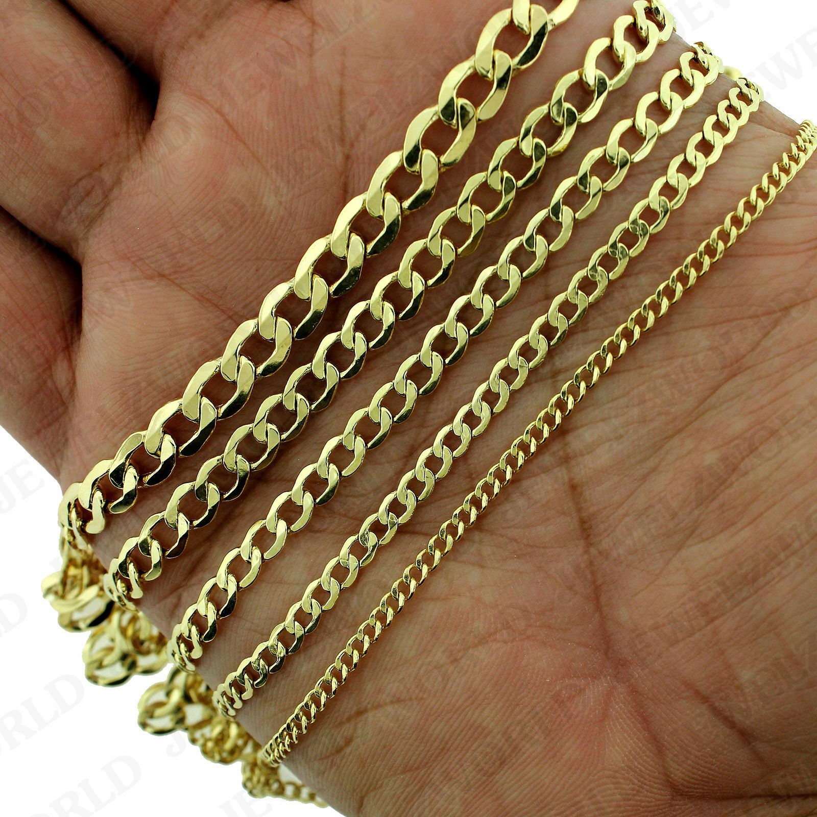 Mens Real 10K Yellow Gold 2mm – 6.5mm Cuban Link Chain Necklace 16″- 30″