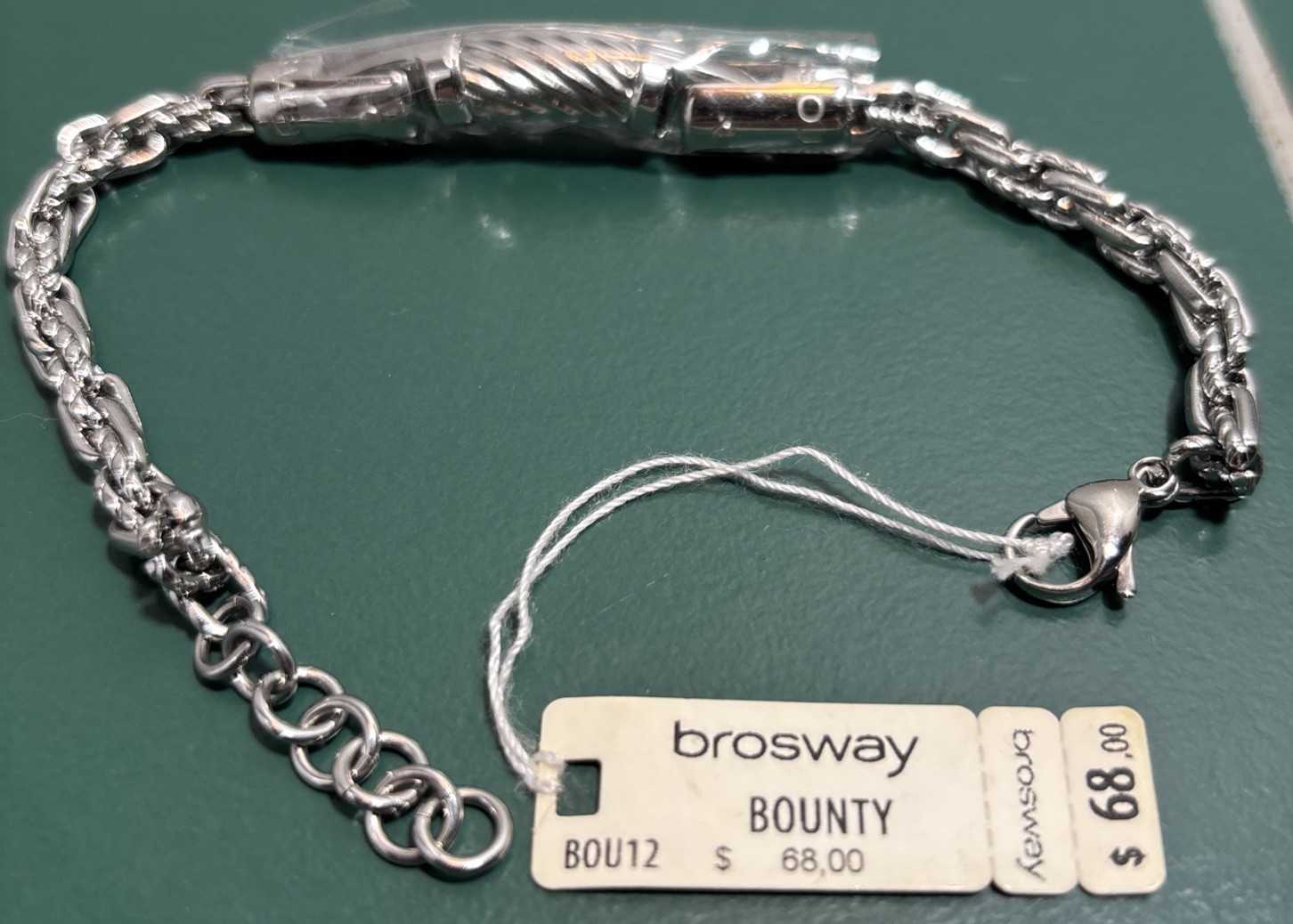 New On Tag Unisex Broadway Bounty Stainless Steel Intricate Woven Chain Bracelet