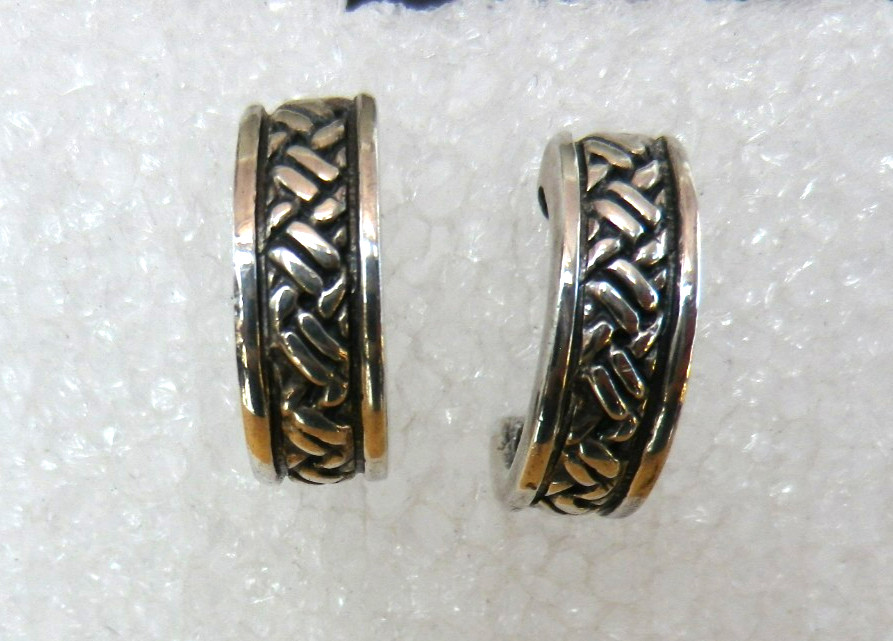 Vintage 925 Sterling Silver Braided Design Half Hoop Earrings 3.2 grams