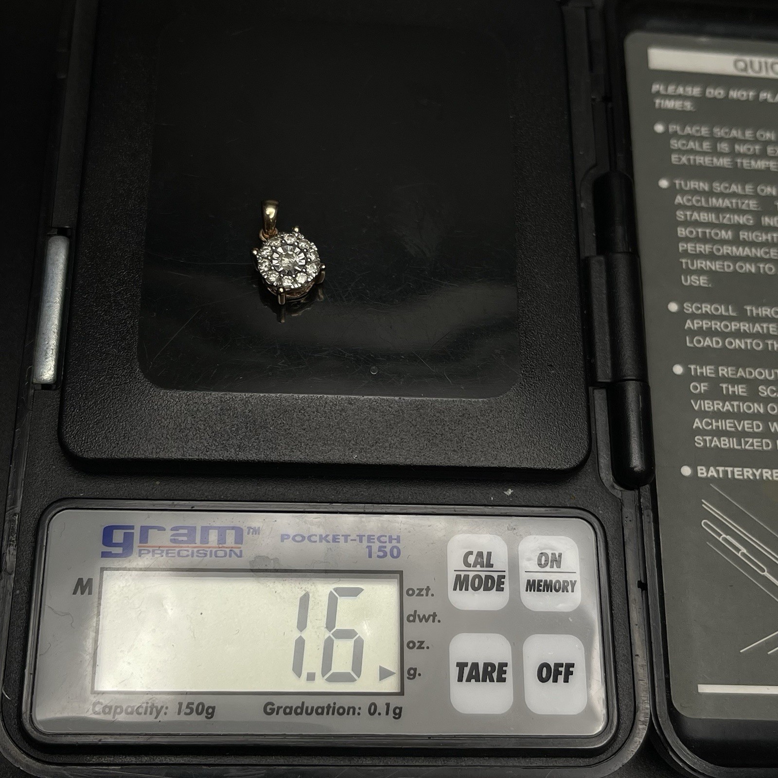 14K Rose Gold Round Dia Charm Pendant – 0.27ctw 0.20 Outer / 0.07 Center 1.6g