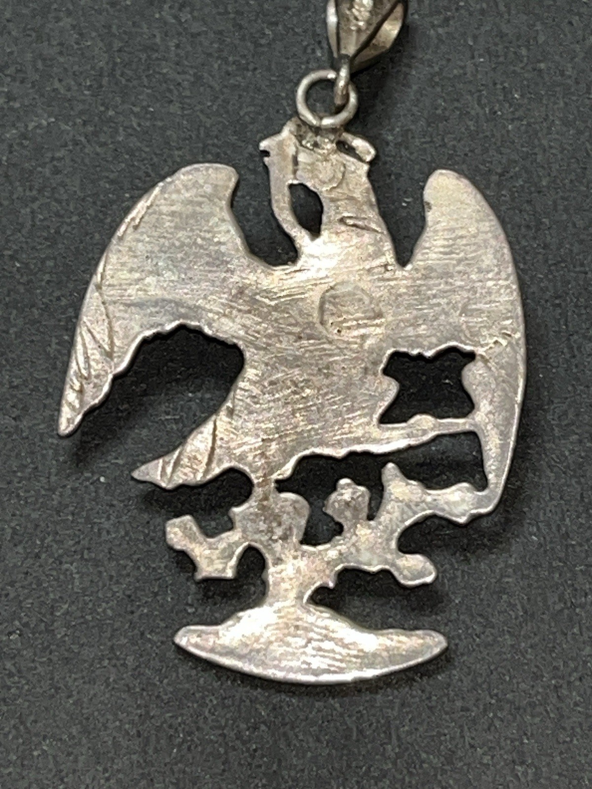 Vtg Mexico 925 Sterling Silver Eagle Pendant Turquoise Mosaic Inlay Apprx 2” 10g