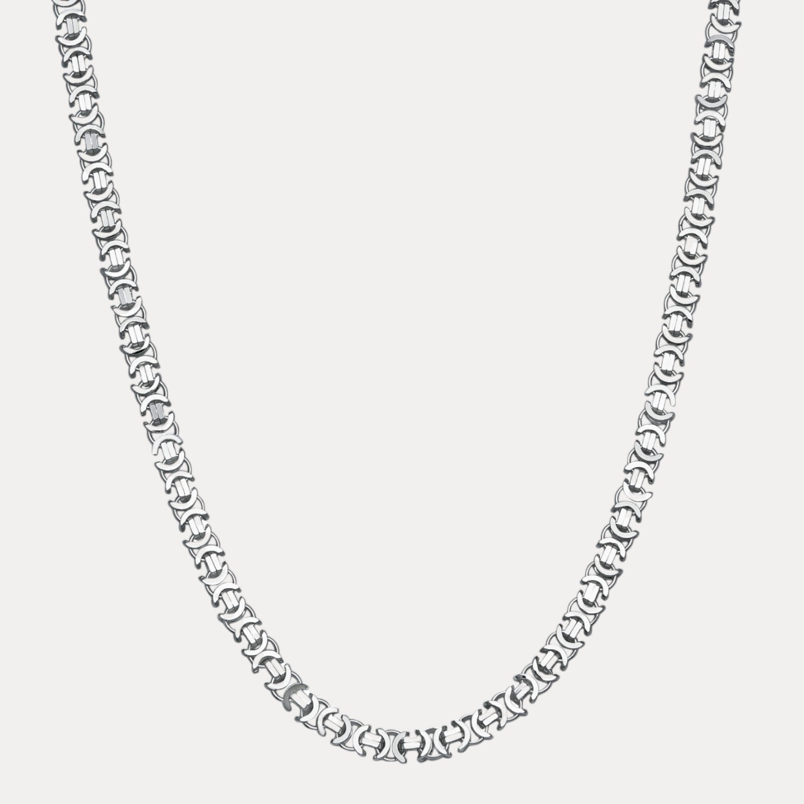 8mm Flat Byzantine Chain Necklace – Real Solid 925 Sterling Silver ITALY