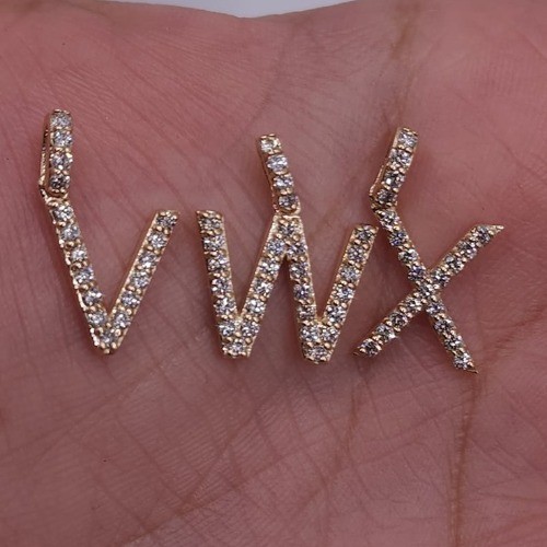 14Kt Gold Initial Letter 0.36 Ct Lab Grown Diamond Pendant