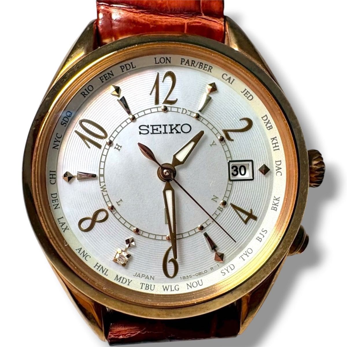 New SEIKO LUKIA SSQV078 Lady Collection Solar Radio 1P Diamond Shell Dial