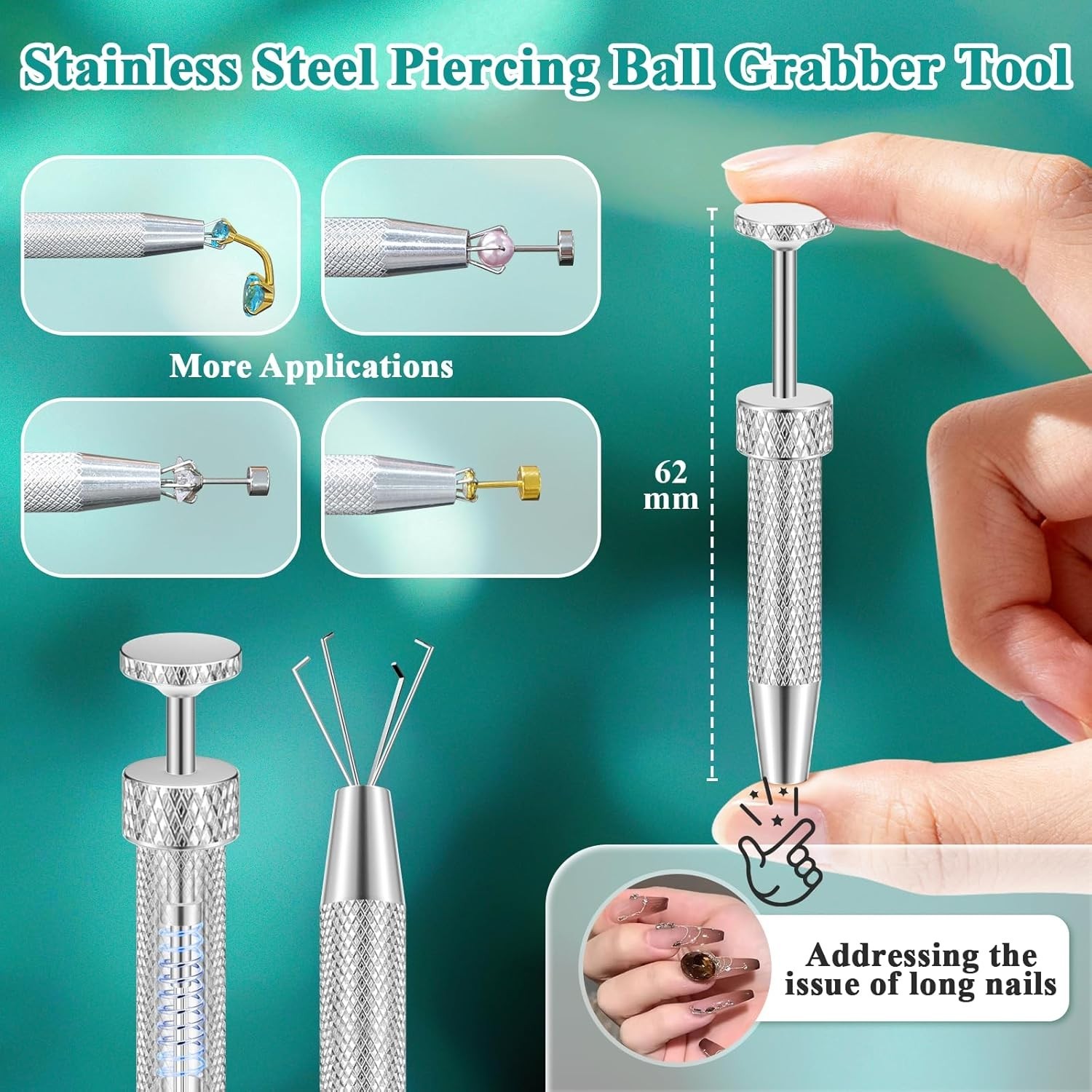 Upgraded Anti-slip Piercing Taper Ball Grabber Tool for Changing Jewelry – 16…