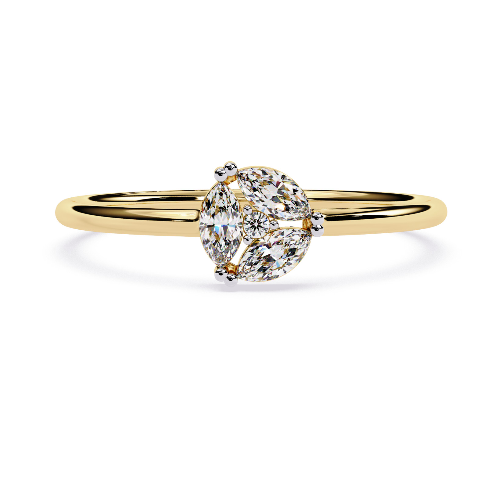 Lab Grown CVD Diamond Marquise Cluster Ring 925 Sterling Silver Promise Ring