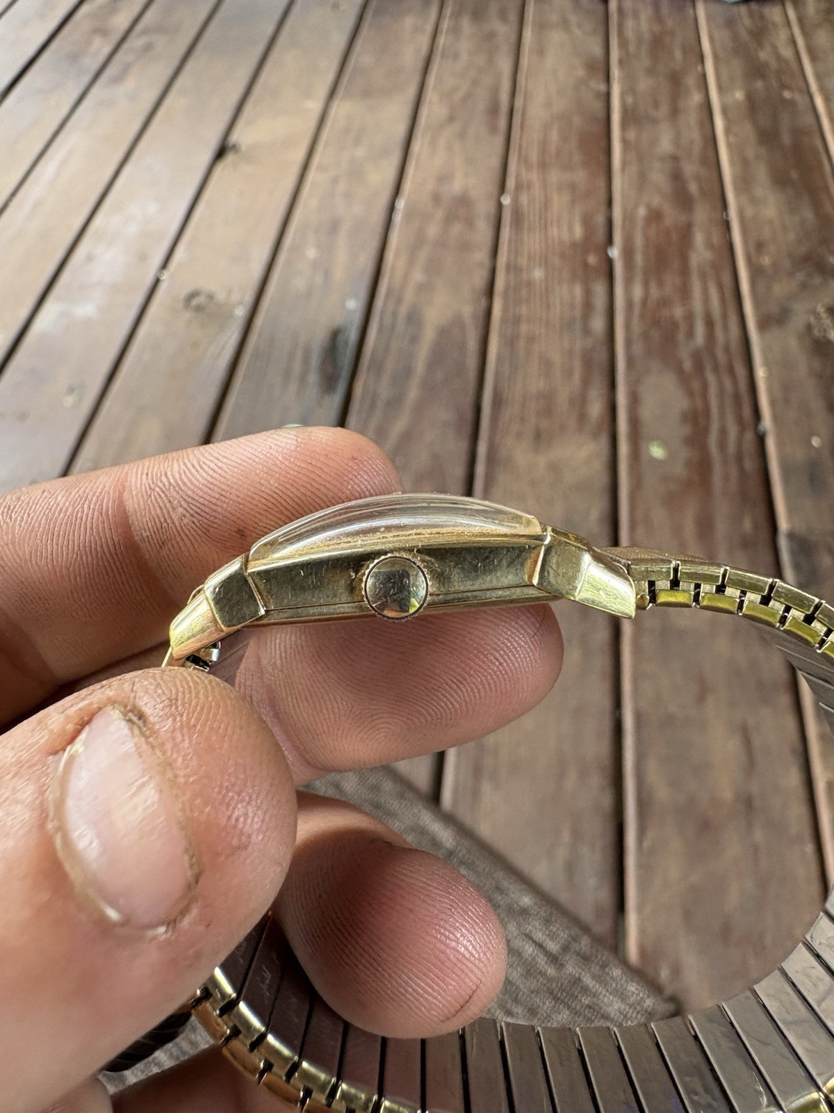 Wittnauer Tank 14K Gold Rectangular Manual Wind Dress Watch Small Seconds