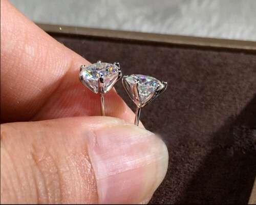 2Ct Round Cut Lab-Created Diamond 14K White Gold Plated Solitaire Stud Earrings