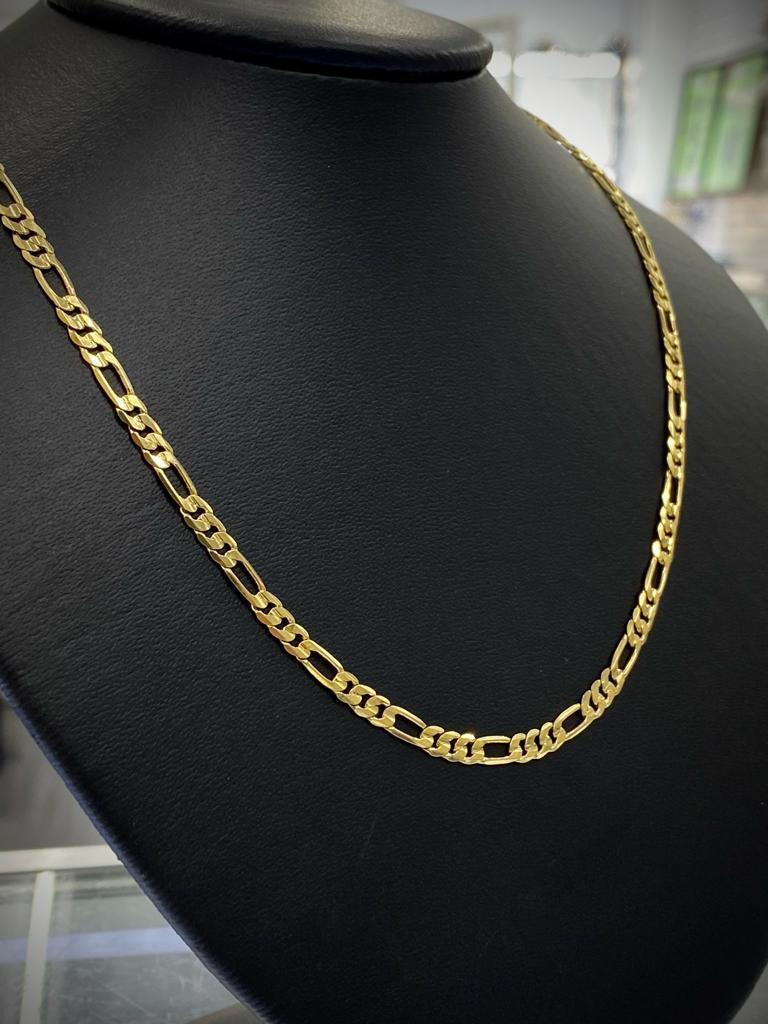 4mm Figaro Chain Necklace for Mens Womens Gold Filled 20″ 24″ Cadena para Hombre