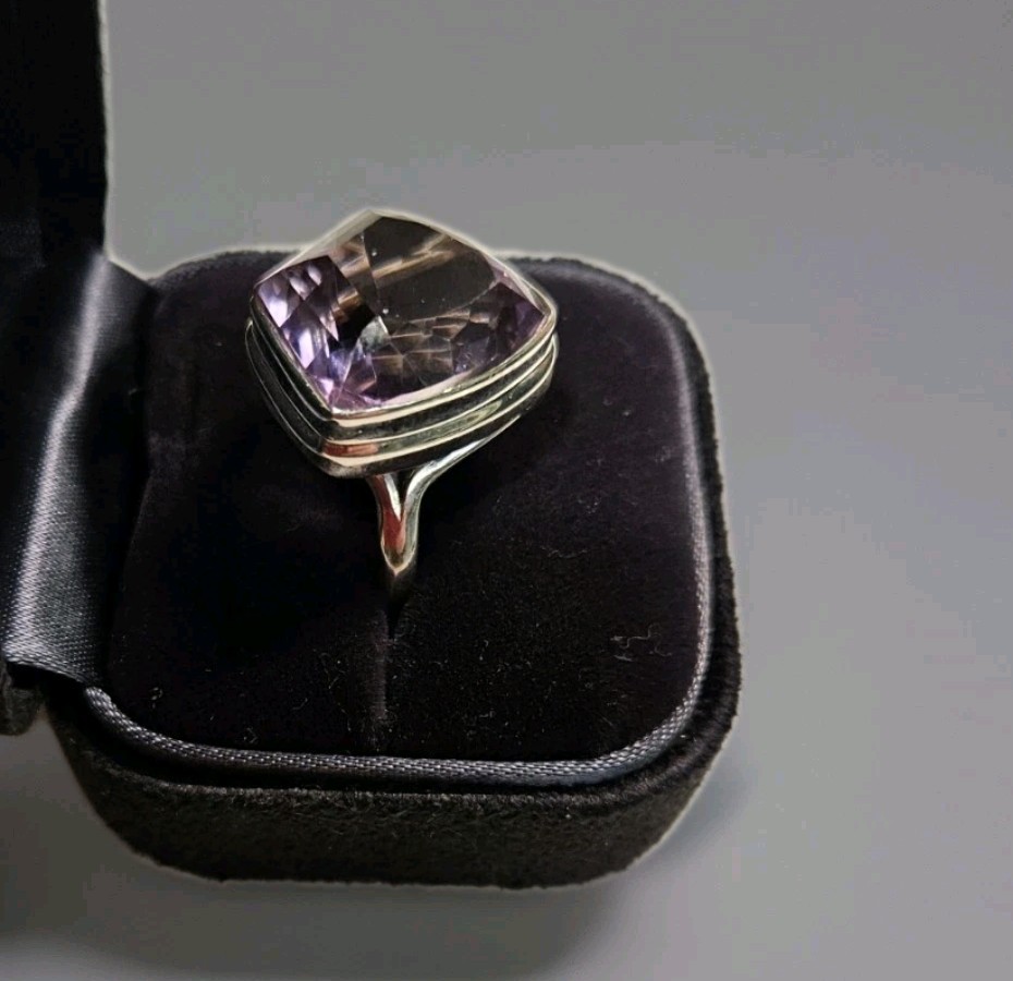 Large Ametrine cocktail solitare statement ring Sterling Silver O/7.5 Stunning