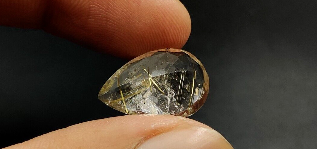 11.7 CT Golden Rutilated Quartz Pear Shape 20X13.3mm Faceted Cut Gemstone W95