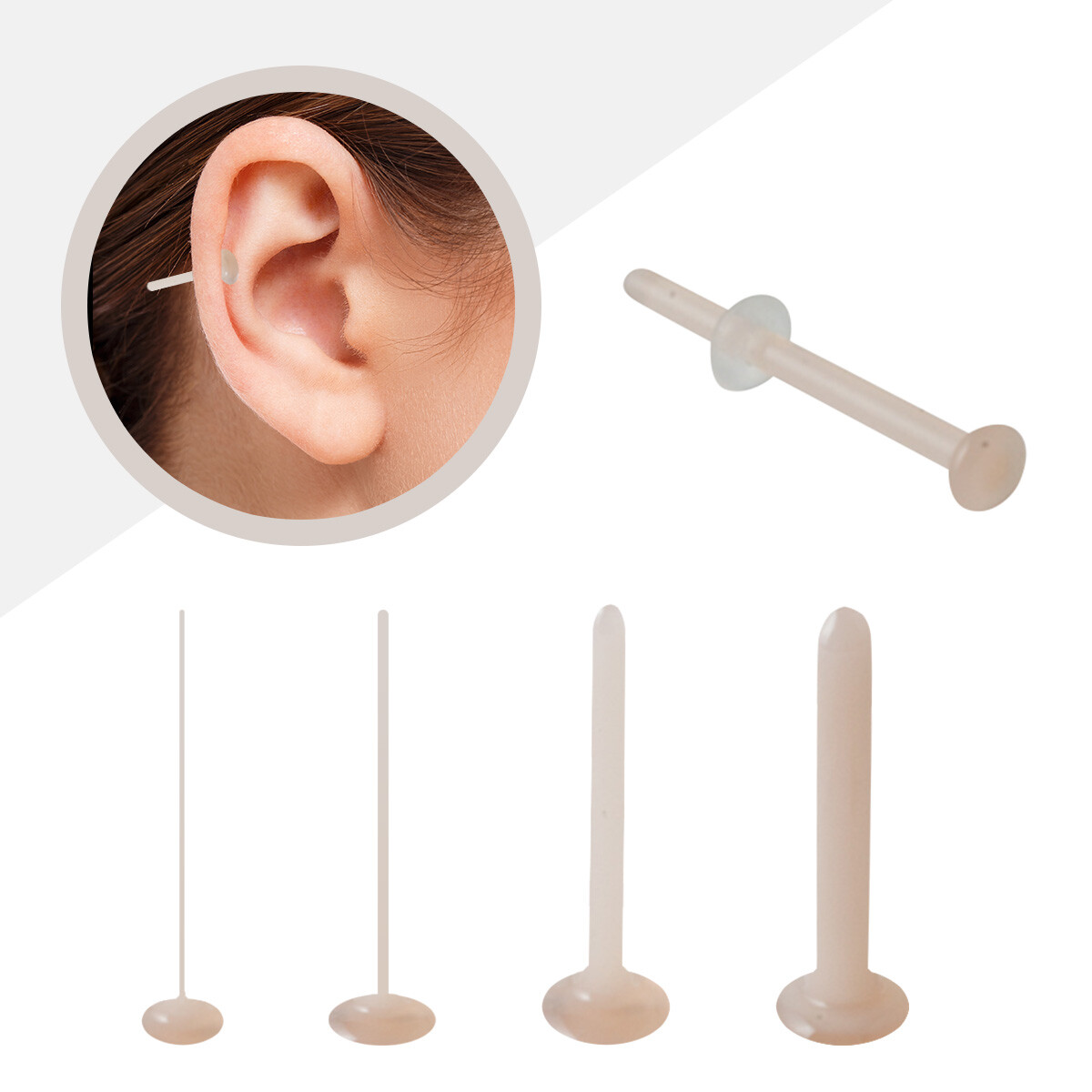 Nose Retainer Stud Ring Flesh Tone Glass Cartilage Earrings Piercing Retainer
