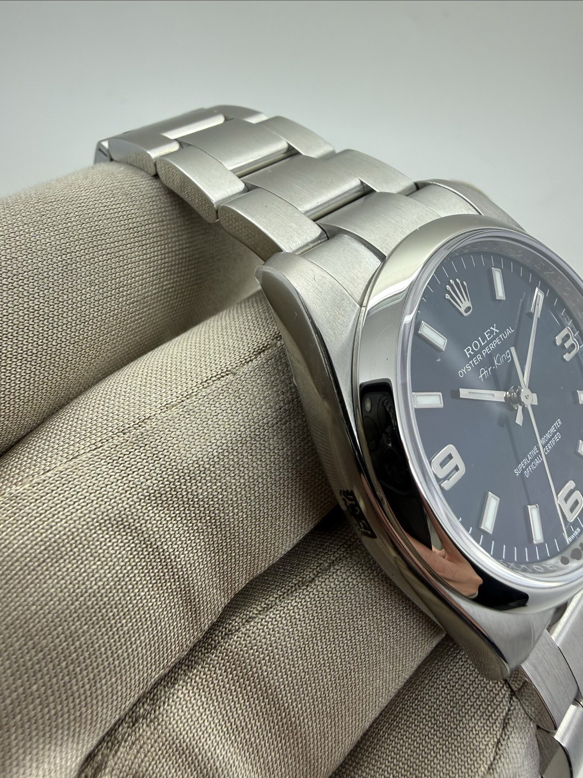 2012 Rolex Airking Oyster Perpetual Blue Dial Stickered NOS NEW 34mm 114200 B+P