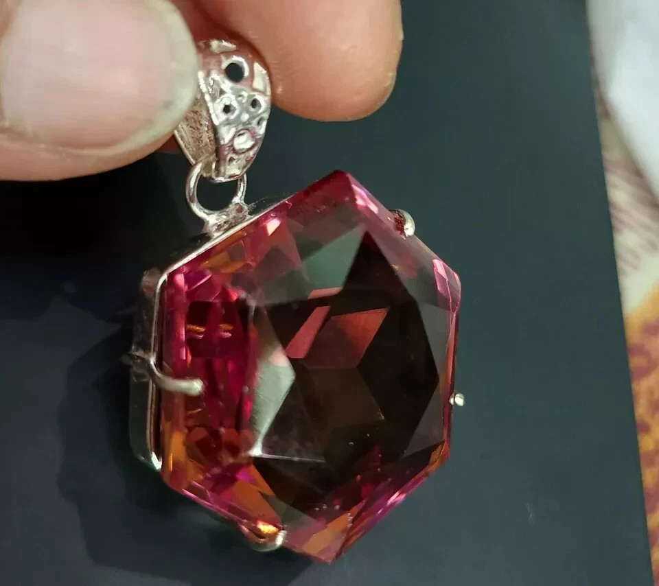 Certified 70.20 Ct+ Natural Zultanite 7 Color Loose Gemstone 925 Silver Pendant