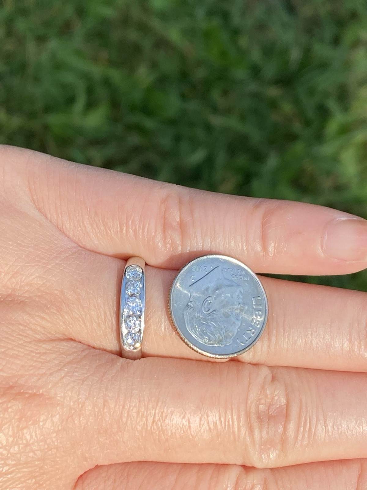 Platinum 0.50CTW 100% Natural Diamond Band Ring Size 7, 4.08 Grams