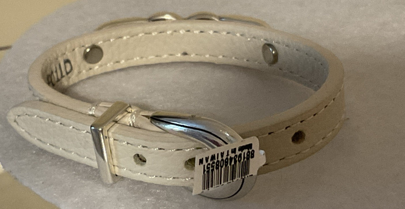FOREVER LOVE! NWT BRIGHTON INTERLOK LEATHER BANDIT BRACELET SHOE WHITE MSRP:$62