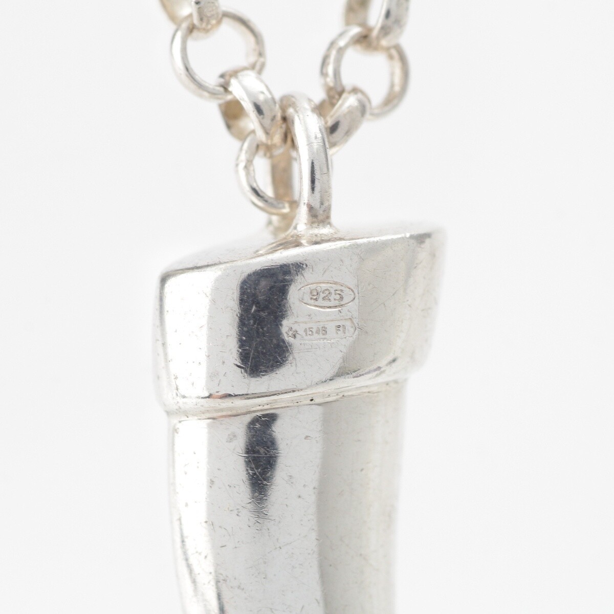 Gucci Sterling Silver Boot Charm Link Necklace GG Monogram 50.5 cm Authentic