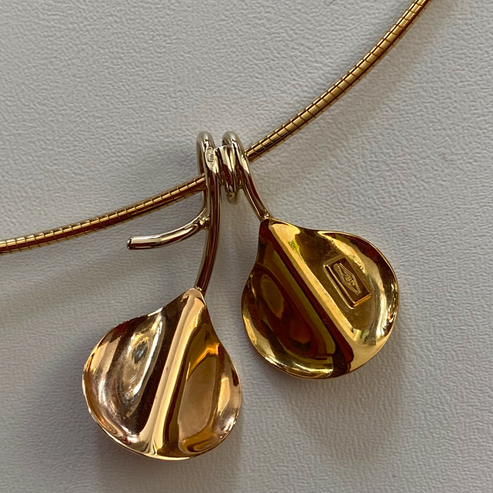 18K Rose & Yellow Gold Necklace 16 inch French – Collier Or 40 cm Vintage France
