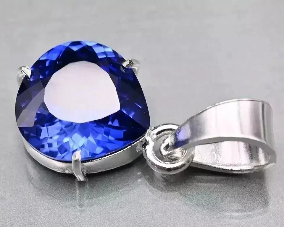 45 Ct Natural Blue Sapphire Certified Pear Cut 925 Solid Silver Pendant Gemstone