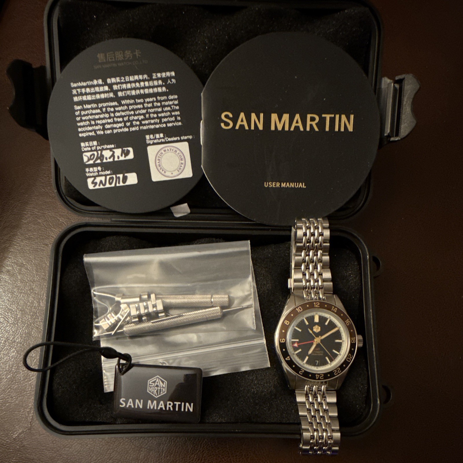 San Martin SN0116-N “Root-beer”Automatic GMT 39mm Black Dial (Discontinued rare)