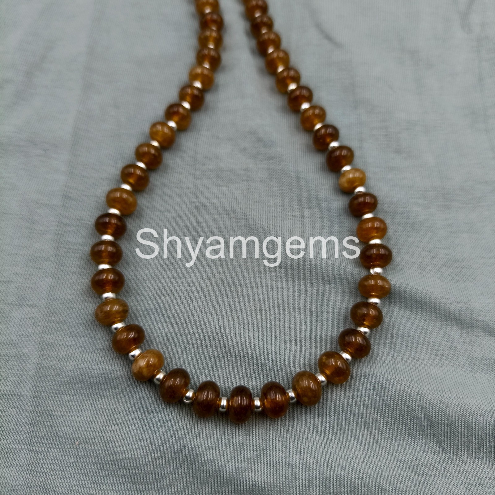 Hessonite Garnet Necklace 8mm Rondelle Beads, Cinnamon Brown Gemstone Jewelry,