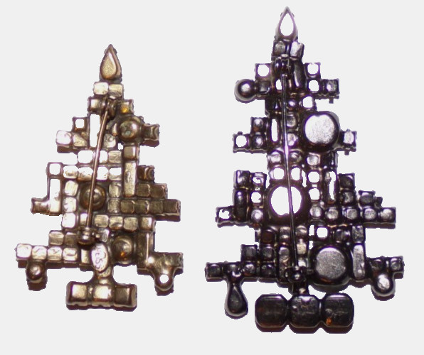 CHRISTMAS TREE shaped pin lot of 2–One signed Weiss the other unsigned–SALE!!